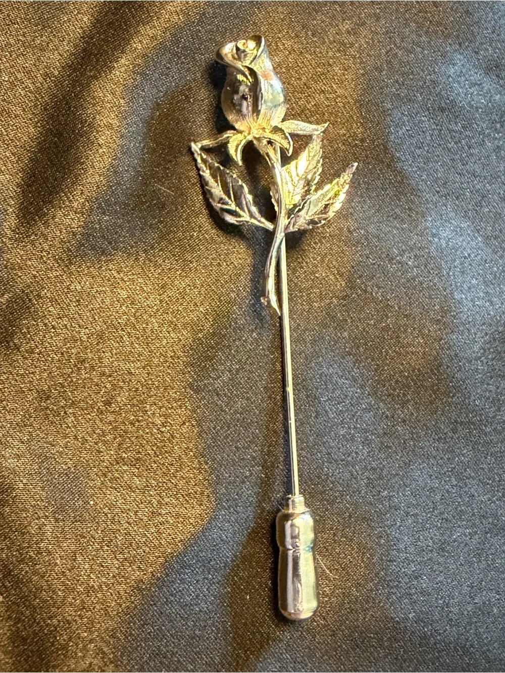Vintage 1960s Anson Sterling silver Rose Stem flower Stick Pin hat pin brooch